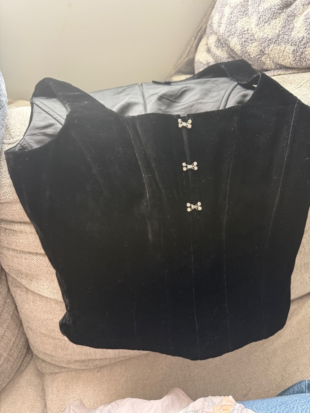 Luisa Spagnoli Black Velvet Sleeveless Corset Top